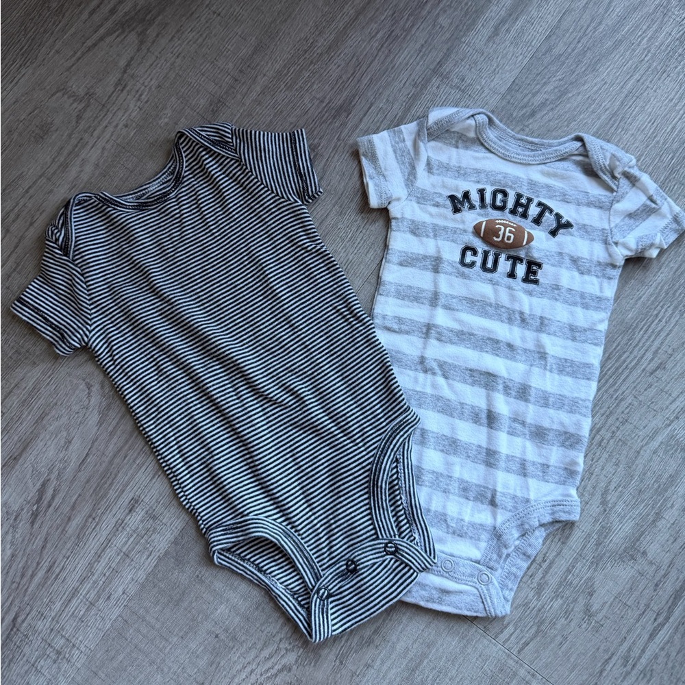 Carter's Black and Gray Striped Onesies